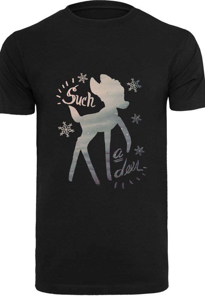 F4NT4STIC Kurzarmshirt F4NT4STIC Herren Bambi Winter Deer -BLK with T-Shirt Round Neck (1-tlg) von F4NT4STIC