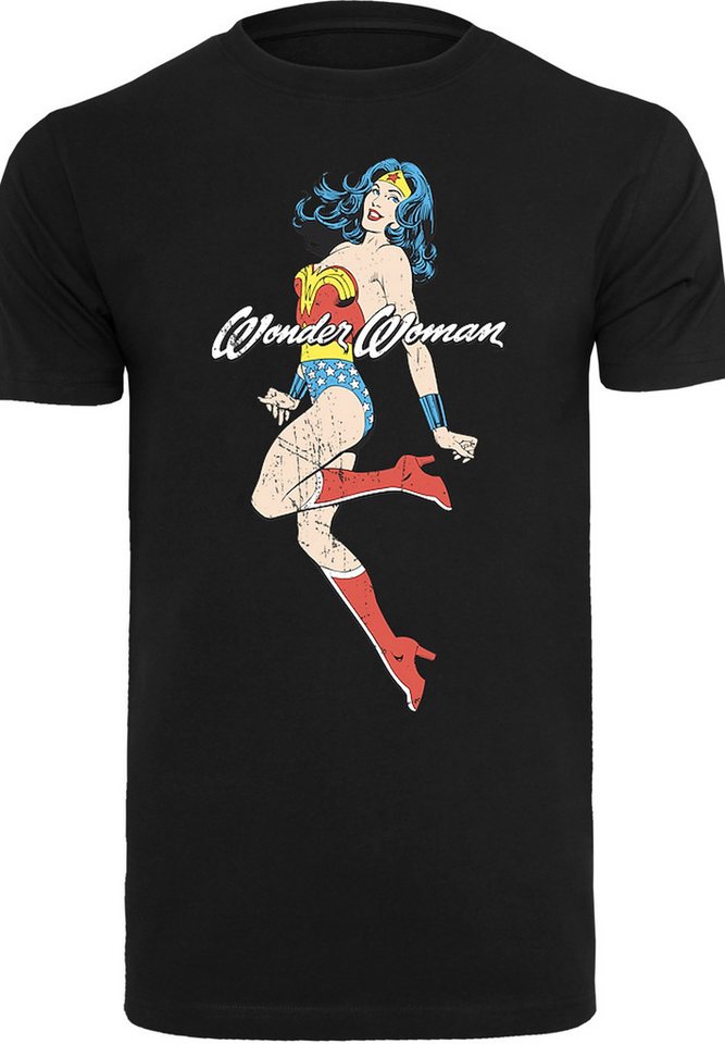 F4NT4STIC Kurzarmshirt F4NT4STIC Herren Wonder Woman Jump with T-Shirt Round Neck (1-tlg) von F4NT4STIC