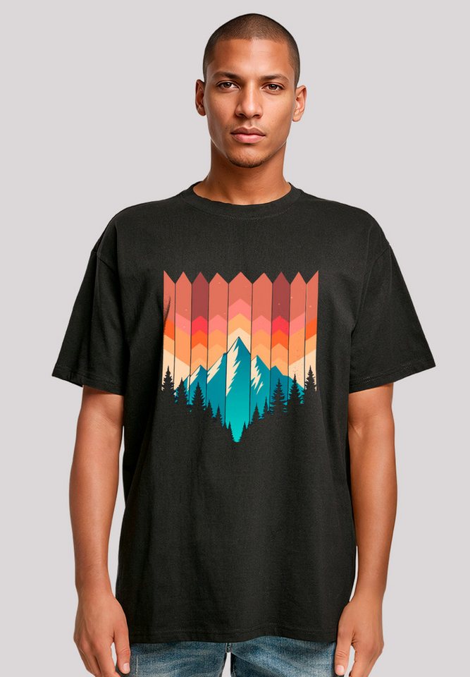 F4NT4STIC T-Shirt Berg Sonnenuntergang Geometrisch Premium Qualität von F4NT4STIC