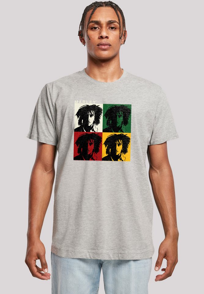 F4NT4STIC T-Shirt Bob Marley Colour Blocks Two Sleeves Reggae Music Premium Qualität von F4NT4STIC