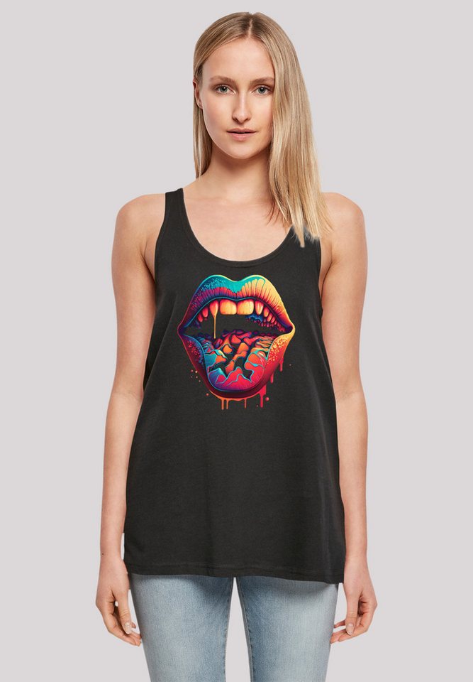 F4NT4STIC T-Shirt Drooling Lips Print von F4NT4STIC