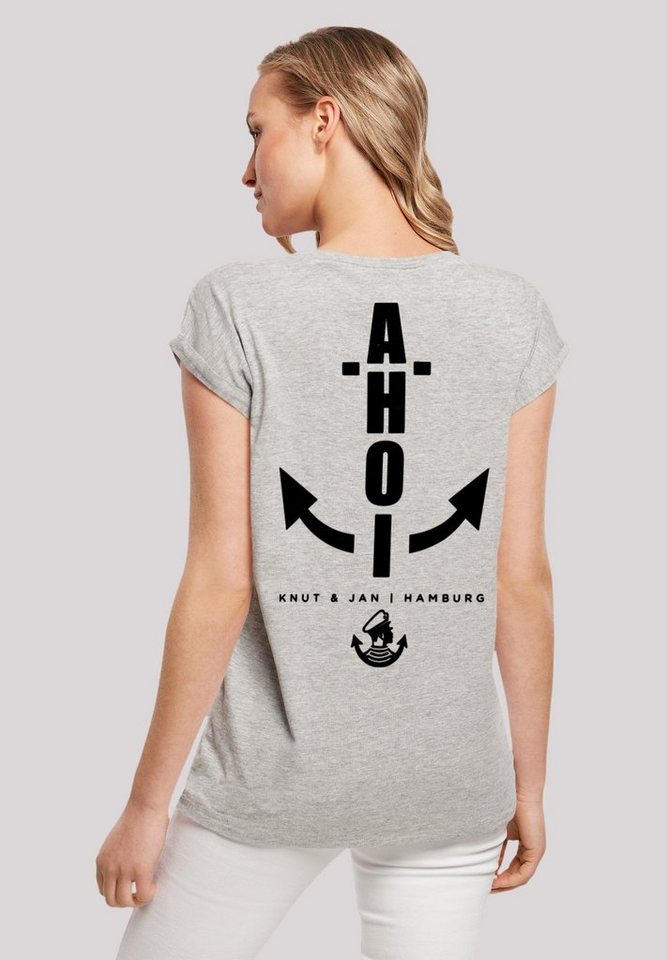 F4NT4STIC T-Shirt Ahoi Anker Knut & Jan Hamburg Print von F4NT4STIC