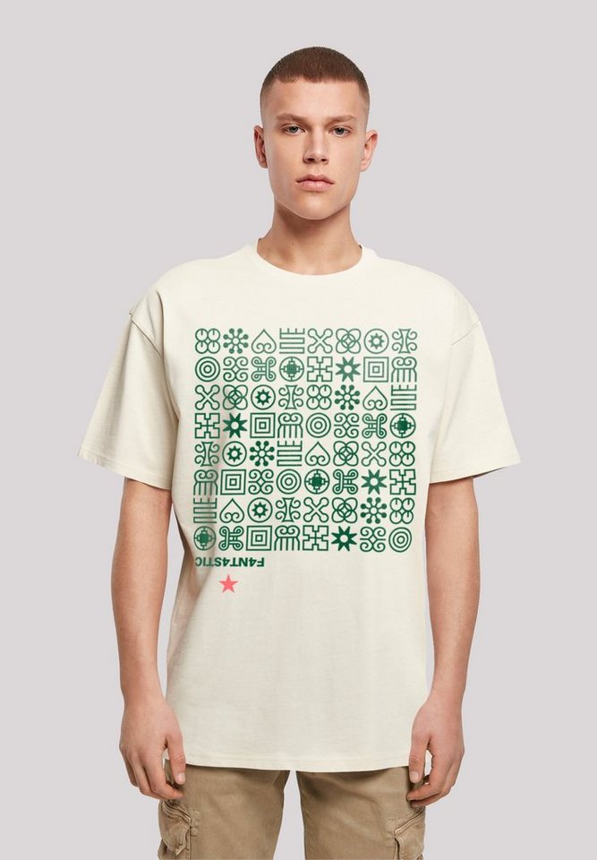 F4NT4STIC T-Shirt Muster Grün Symbole Print von F4NT4STIC