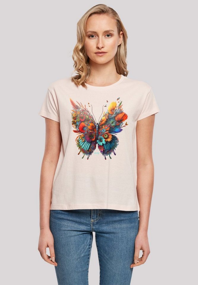 F4NT4STIC T-Shirt Schmetterling Blume Print von F4NT4STIC