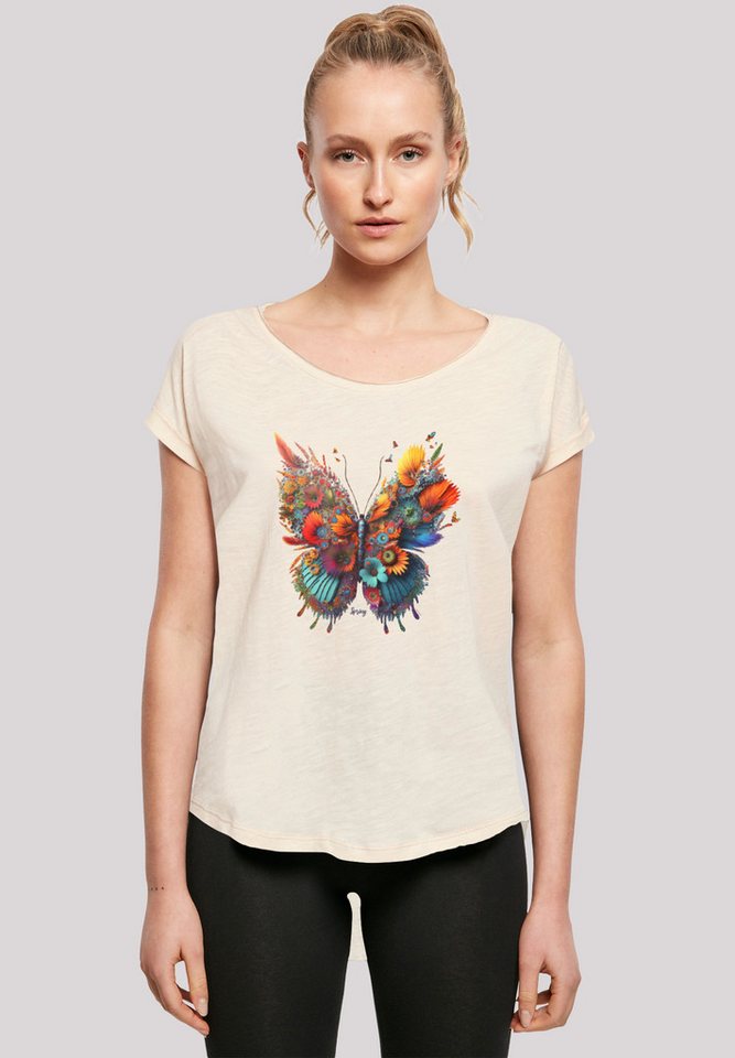 F4NT4STIC T-Shirt Schmetterling Blumen Print von F4NT4STIC