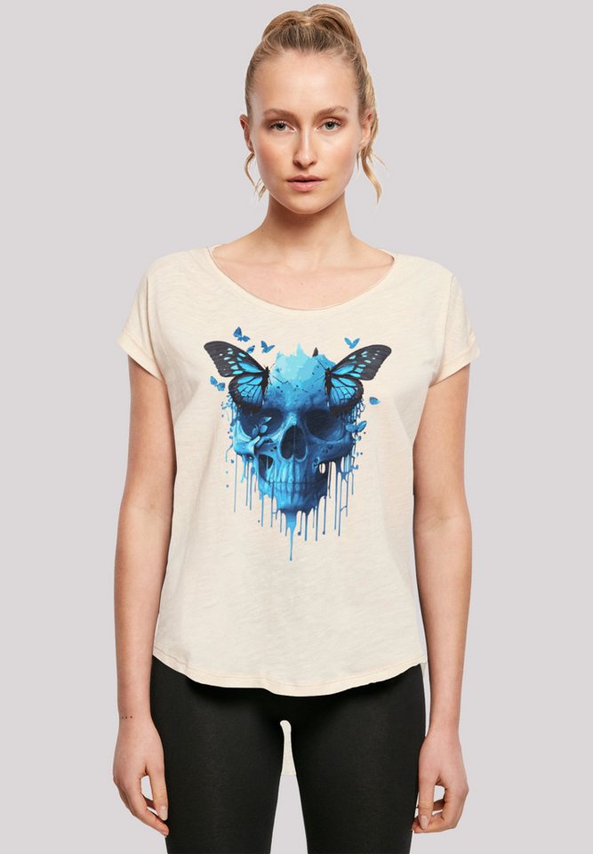 F4NT4STIC T-Shirt Totenkopf mit Schmetterling Print von F4NT4STIC