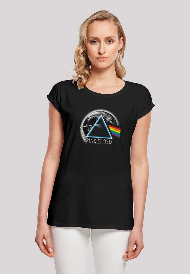 F4NT4STIC T-Shirt Pink Floyd Dark Side of The Moon Distressed Moon Damen,Premium Merch,Regular-Fit,Kurze Ärmel,Bandshirt von F4NT4STIC