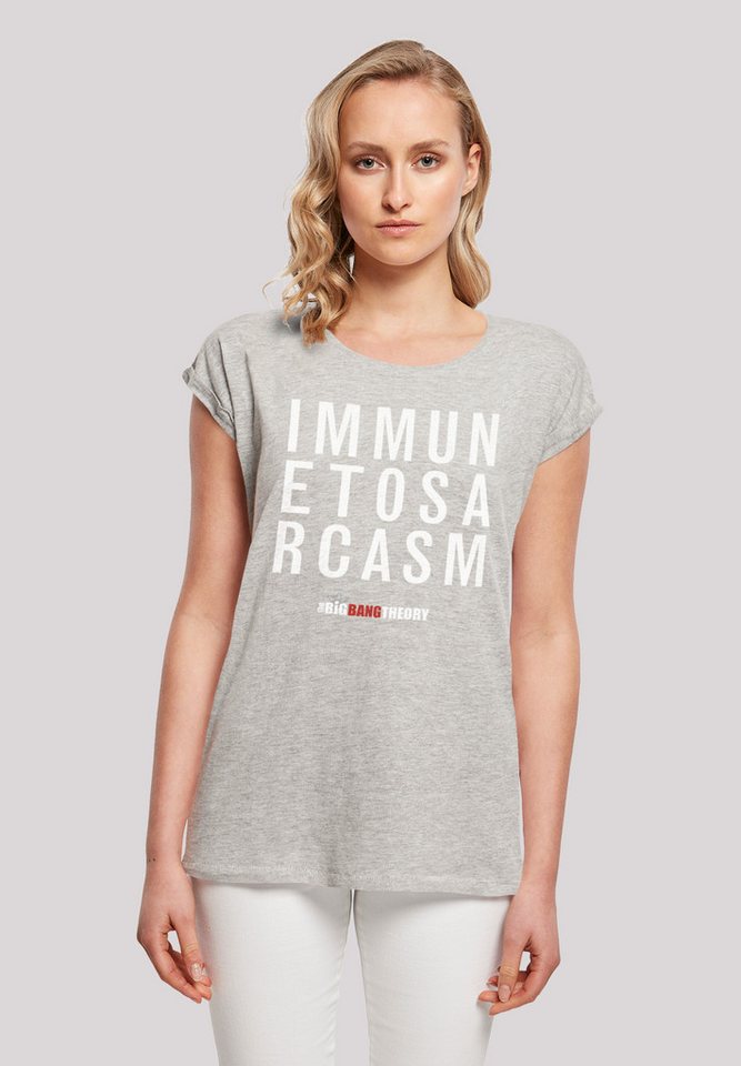 F4NT4STIC T-Shirt Extended Shoulder Shirt 'Big Bang Theory Immune To Sarcasm' Damen,Premium Merch,Regular-Fit,Kurze Ärmel,Bedruckt von F4NT4STIC