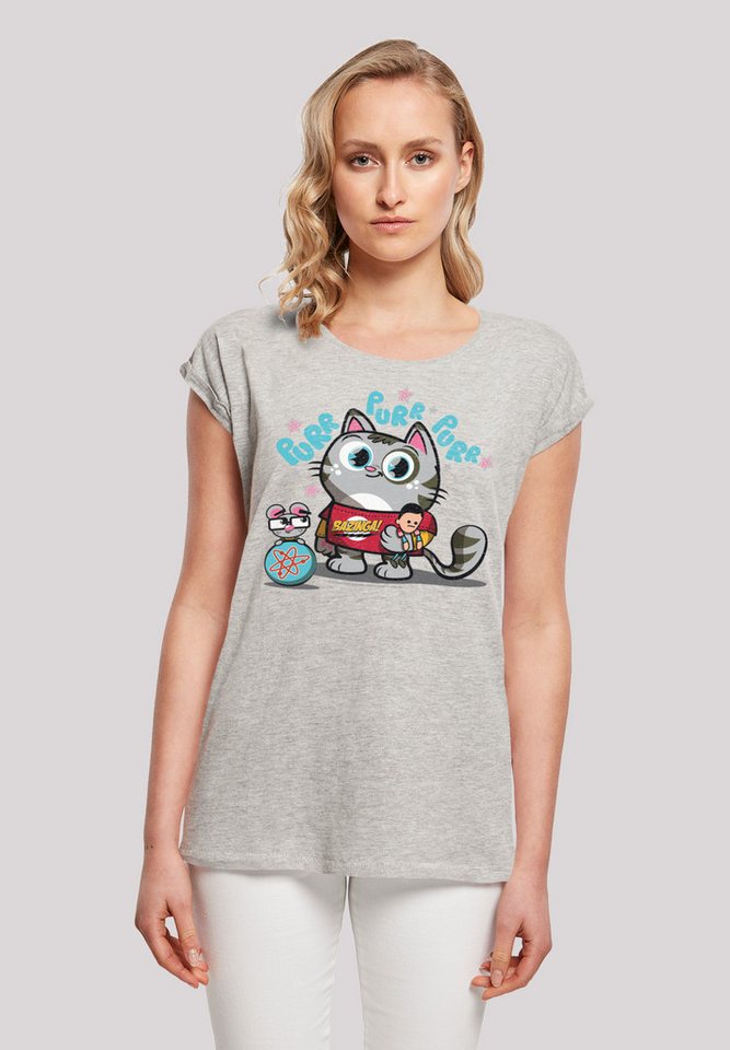 F4NT4STIC T-Shirt Extended Shoulder Shirt 'Big Bang Theory Bazinga Kitty' Damen,Premium Merch,Regular-Fit,Kurze Ärmel,Bedruckt von F4NT4STIC