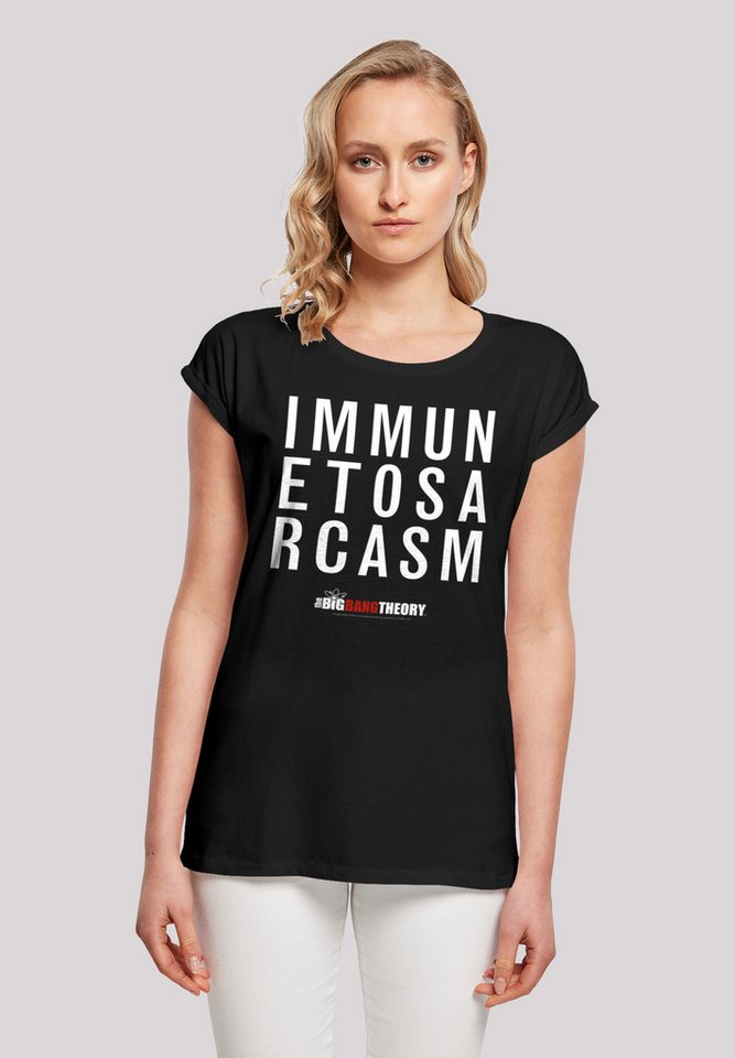 F4NT4STIC T-Shirt Extended Shoulder Shirt 'Big Bang Theory Immune To Sarcasm' Damen,Premium Merch,Regular-Fit,Kurze Ärmel,Bedruckt von F4NT4STIC