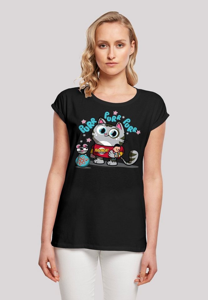 F4NT4STIC T-Shirt Extended Shoulder Shirt 'Big Bang Theory Bazinga Kitty' Damen,Premium Merch,Regular-Fit,Kurze Ärmel,Bedruckt von F4NT4STIC