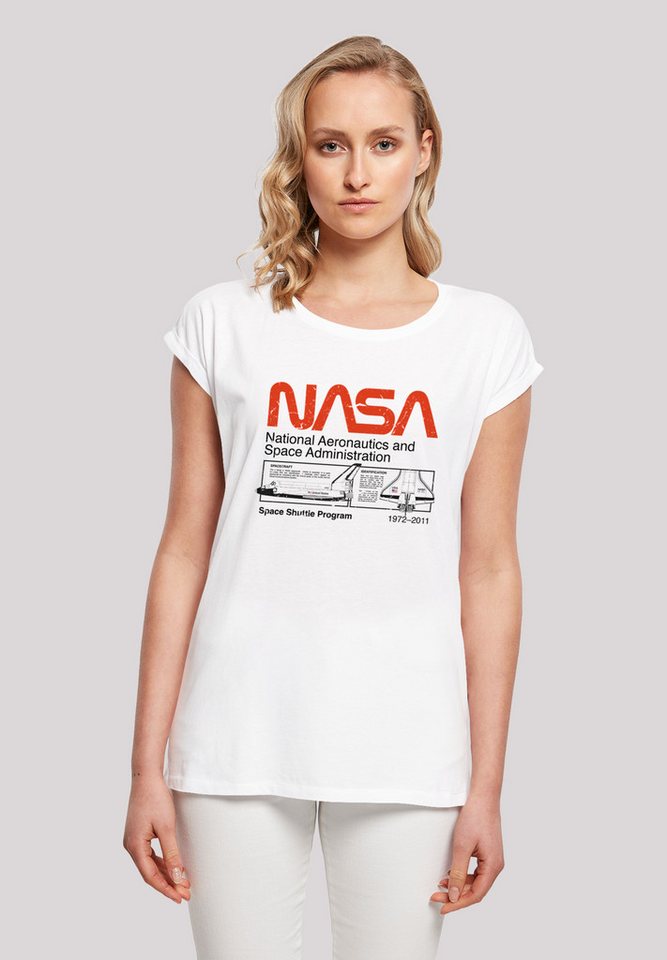 F4NT4STIC T-Shirt NASA Classic Space Shuttle White Damen,Premium Merch,Regular-Fit,Kurze Ärmel,Bedruckt von F4NT4STIC