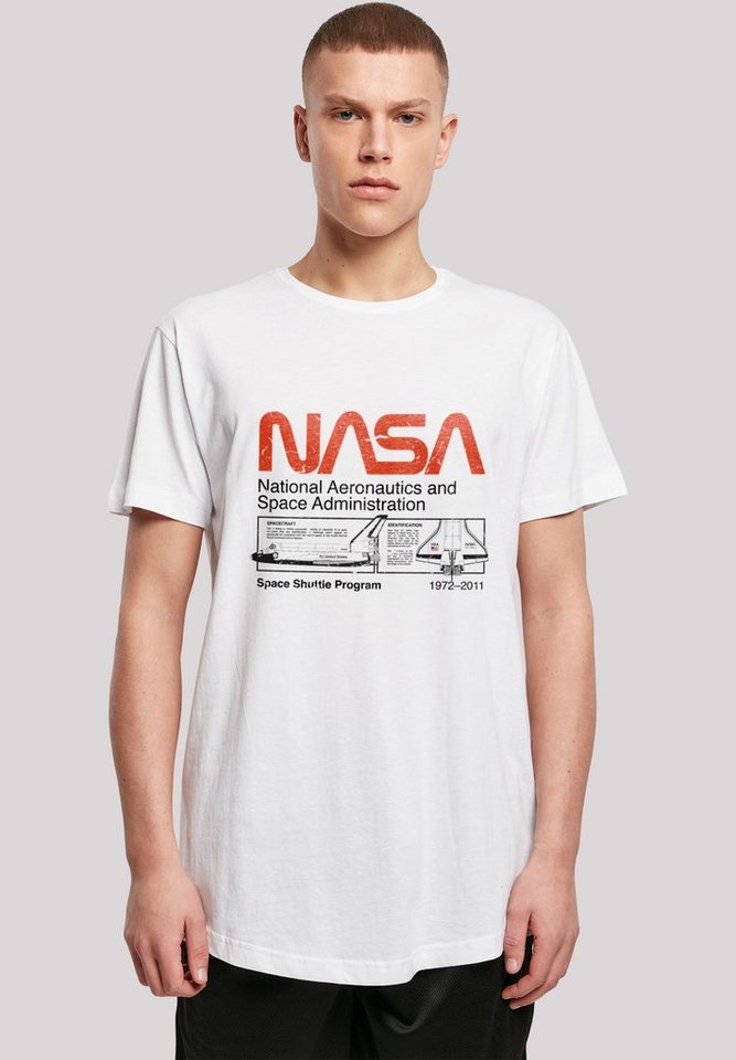 F4NT4STIC T-Shirt NASA Classic Space Shuttle White Herren,Premium Merch,Lang,Longshirt,Bedruckt von F4NT4STIC