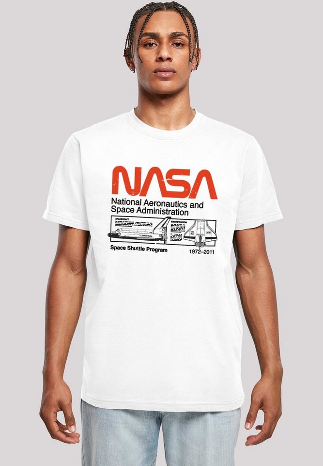 F4NT4STIC T-Shirt NASA Classic Space Shuttle White Herren,Premium Merch,Regular-Fit,Basic,Bedruckt von F4NT4STIC