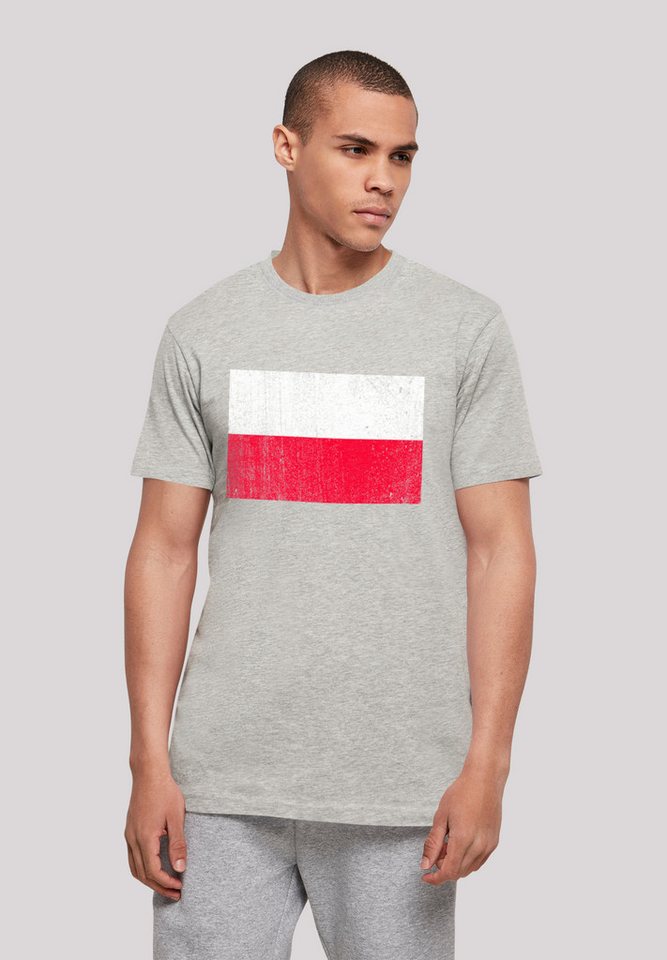 F4NT4STIC T-Shirt Polen Flagge Poland distressed Print von F4NT4STIC