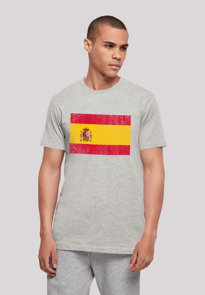 F4NT4STIC T-Shirt Spanien Flagge Spain distressed Print von F4NT4STIC