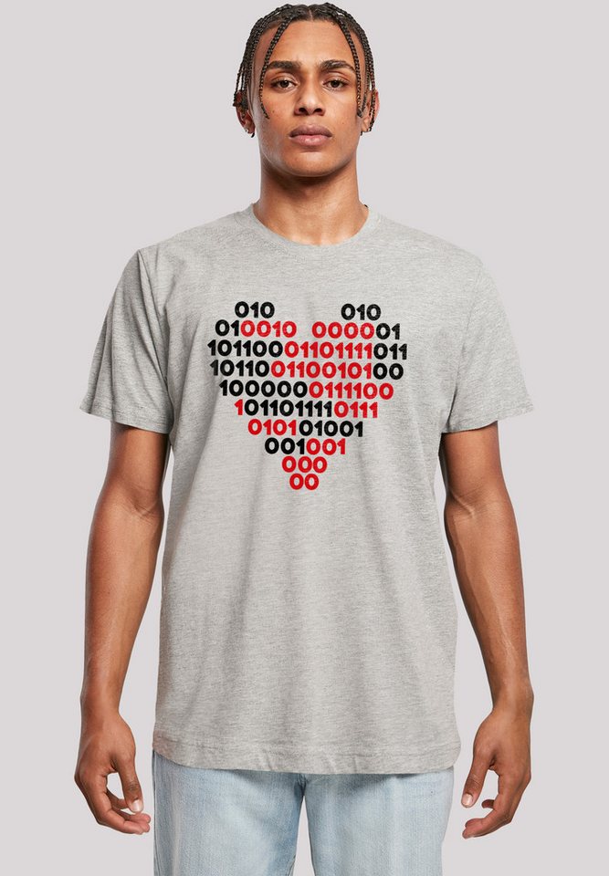 F4NT4STIC T-Shirt I love you 01001001 Binary Code Herz Valentinstag Premium Qualität von F4NT4STIC