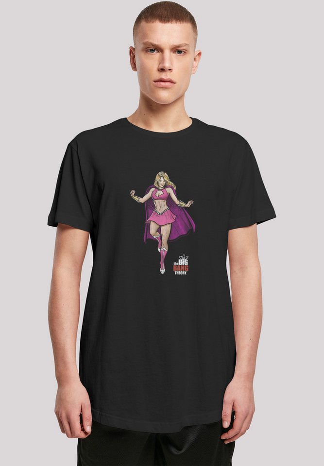 F4NT4STIC T-Shirt Long Cut Shirt 'Big Bang Theory Penny Superhero' Herren,Premium Merch,Lang,Longshirt,Bedruckt von F4NT4STIC