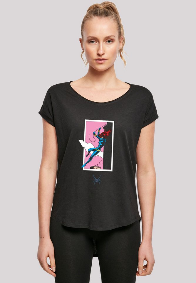 F4NT4STIC T-Shirt Marvel Comics Black Widow Roof Jump Damen,Premium Merch,Lang,Longshirt,Logo Print von F4NT4STIC