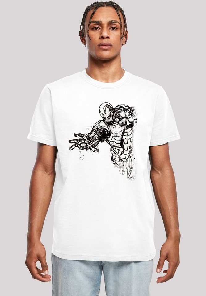 F4NT4STIC T-Shirt Marvel Superhelden Avengers Iron Man Mono Line Herren,Premium Merch,Regular-Fit,Basic,Logo Print von F4NT4STIC