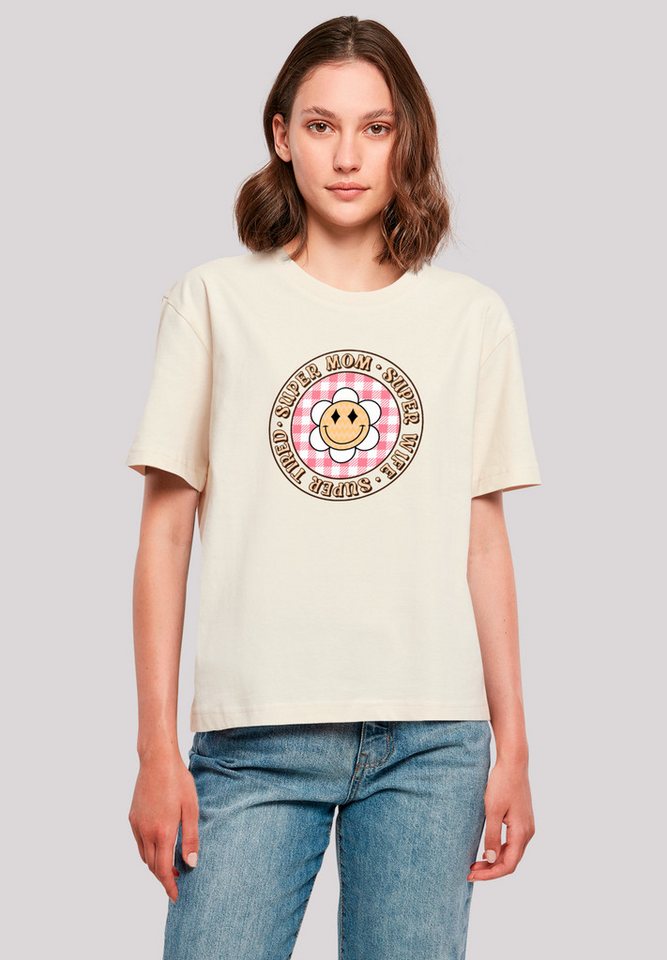 F4NT4STIC T-Shirt Muttertag super müde Mama Retro Blumen Premium Qualität von F4NT4STIC