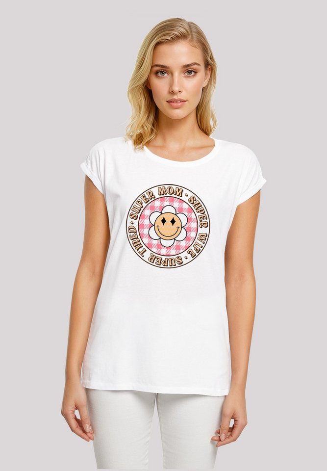 F4NT4STIC T-Shirt Muttertag super müde Mama Retro Blumen Premium Qualität von F4NT4STIC