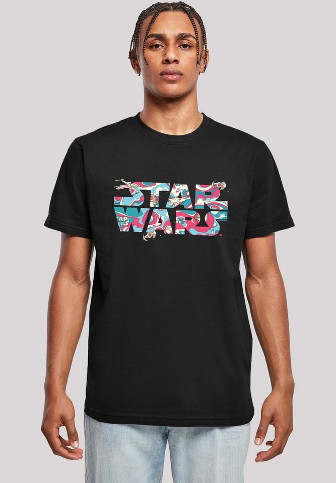 F4NT4STIC T-Shirt Star Wars Wavy Ship Logo Herren,Premium Merch,Regular-Fit,Basic,Bedruckt von F4NT4STIC