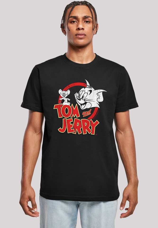 F4NT4STIC T-Shirt Tom und Jerry Distressed Logo Herren,Premium Merch,Regular-Fit,Basic,Bedruckt von F4NT4STIC