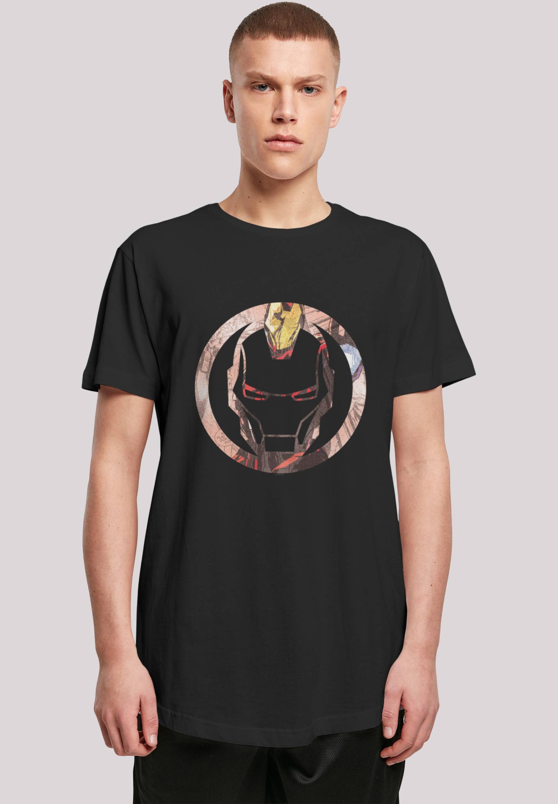 F4NT4STIC T-Shirt "Long Cut T-Shirt Marvel Iron Man Montage Symbol", Herren,Premium Merch,Lang,Longshirt,Logo Print von F4nt4stic