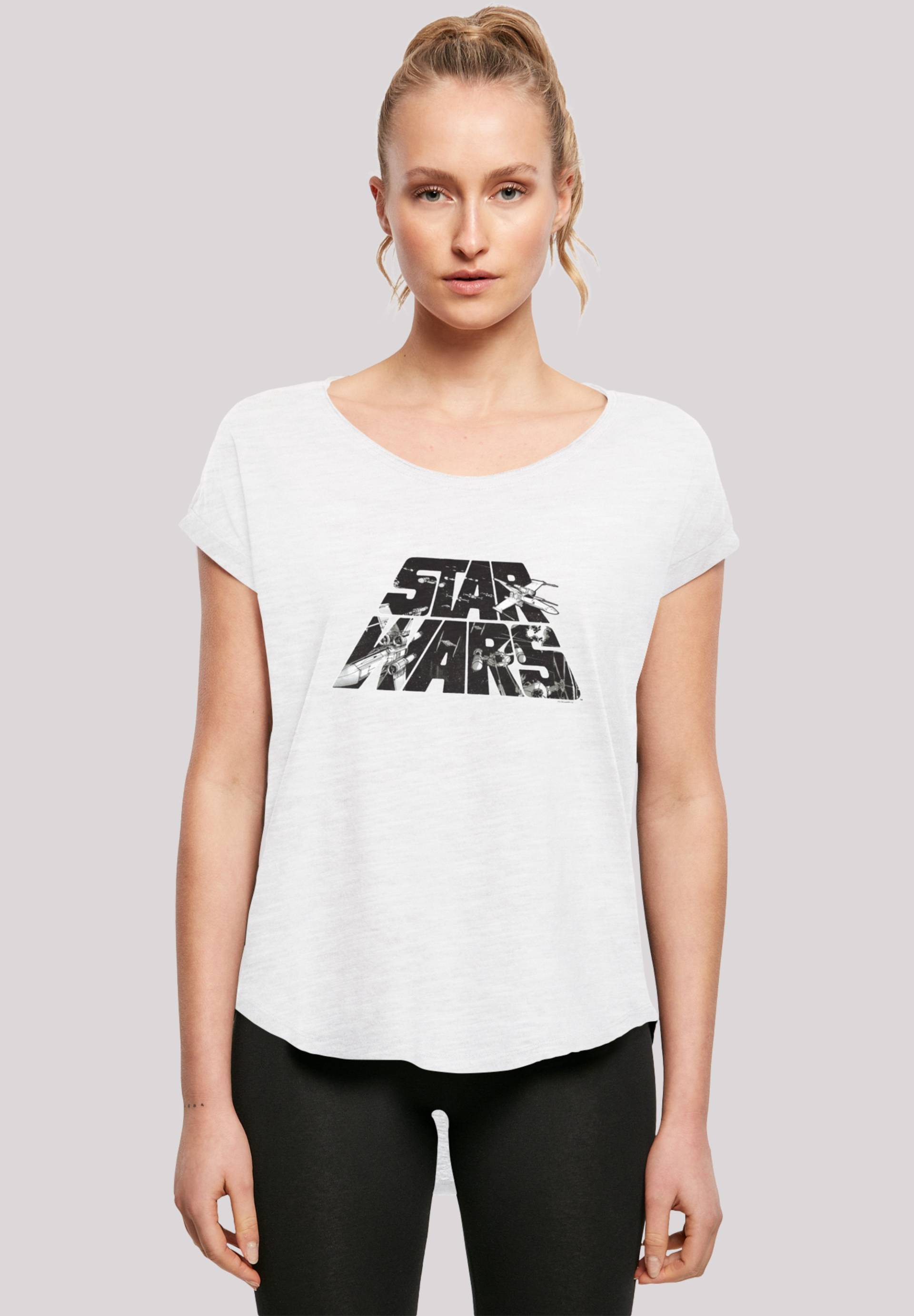 F4NT4STIC T-Shirt "Long Cut T-Shirt Star Wars Logo Space Sketch" Damen,Premium Merch,Lang,Longshirt,Bedruckt von F4nt4stic
