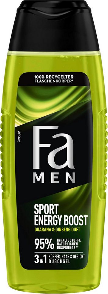 FA Duschgel Duschgpflege Men Sport Energy Boost, 6x 250 ml, 6-tlg., für Körper, Haar & Gesicht, schützt die Haut, Vegan von FA