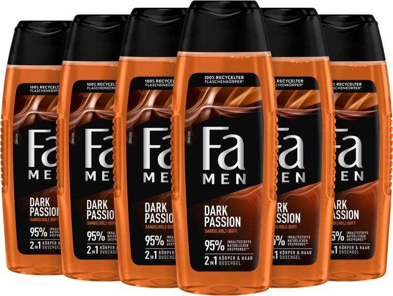 FA Duschgel Duschpflege Men Dark Passion, 6x 250 ml, 6-tlg., milde und vegane Formel von FA
