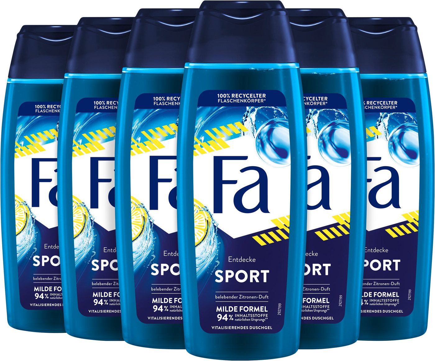 FA Duschgel Duschpflege Sport, vitalisierend-frischer Duft, 6x 250 ml, 6-tlg., milde & vegane Formel von FA