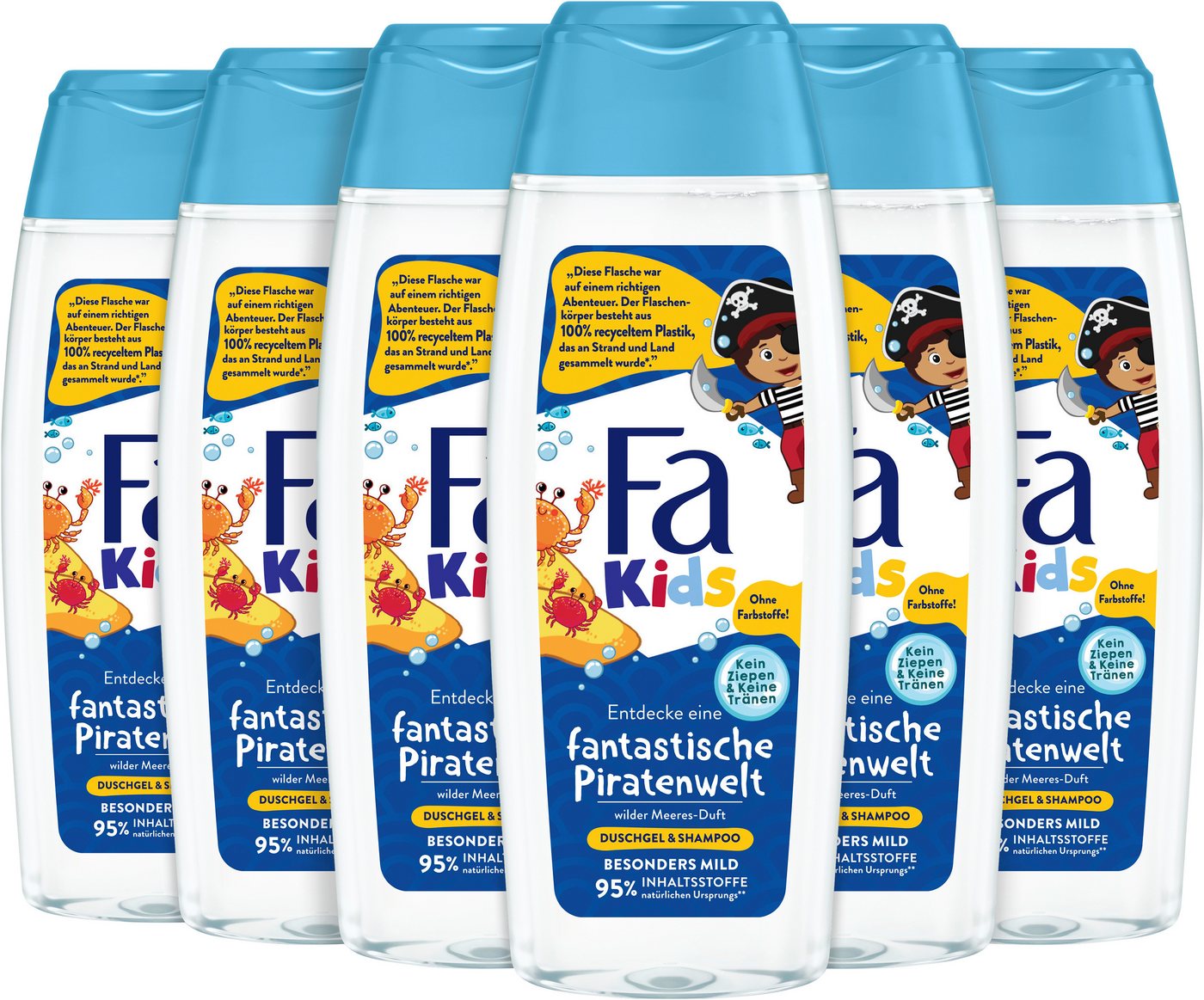 FA Duschgel Kids fantastische Piratenwelt wilder Meeres-Duft, 6x 250 ml, Social Plastic, Vegan FA Duschgel Kids fantastische Piratenwelt wilder Meeres-Duft, 6x 250 ml, Social Plastic, Vegan von FA