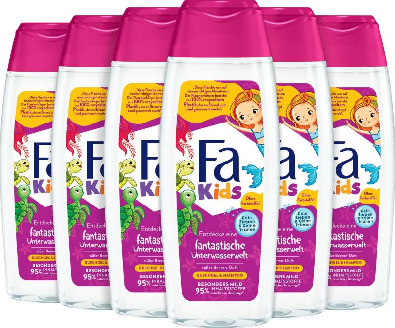 FA Duschgel Kids fantastische Unterwasserwelt süßer Beeren-Duft, 6x 250 ml, Vegan, Social Plastic FA Duschgel Kids fantastische Unterwasserwelt süßer Beeren-Duft, 6x 250 ml, Vegan, Social Plastic von FA