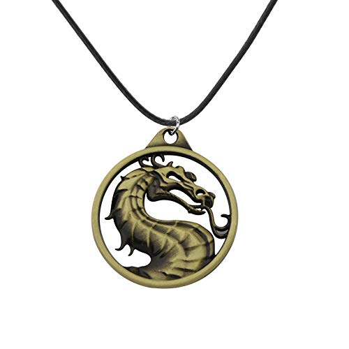 FAADBUK Mortal Kombat Vintage Charms Schmuck Mortal Kombat Liebhaber Geschenk Mortal Kombat Dragon Amulett Halskette & Schlüsselanhänger für Familie Freunde, Metall, Edelstahl von FAADBUK