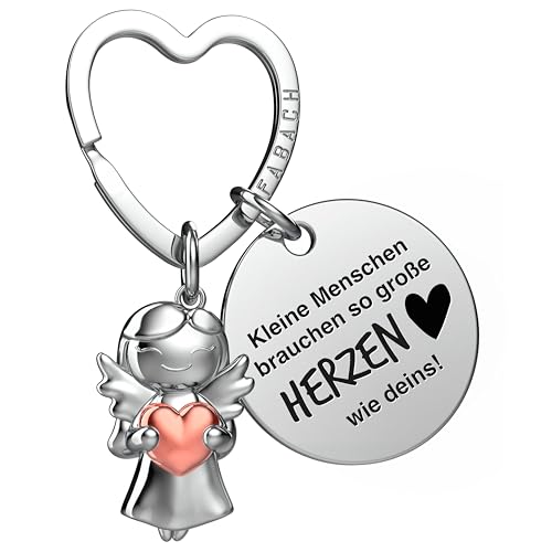 FABACH Beste Erzieherin Schlüsselanhänger Schutzengel Glücksbringer mit Herz und Gravur - Abschied Lehrerin Geschenke Erzieher Schlüsselanhänger - Kindergärtnerin Lehrer Danke Engel Geschenk von FABACH