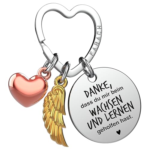 FABACH Beste Erzieherin Schlüsselanhänger Schutzengel Glücksbringer mit Herz und Gravur - Abschied Lehrerin Geschenke Erzieher Schlüsselanhänger - Kindergärtnerin Lehrer Danke Engel Geschenk von FABACH