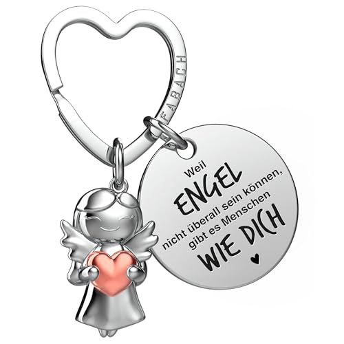 FABACH Beste Freundin Schlüsselanhänger Schutzengel mit Herz und Gravur - Beste Freundin Geschenke Schlüsselanhänger - Beste Freundinnen Geschenk Engel Glücksbringer Beste Freundin von FABACH