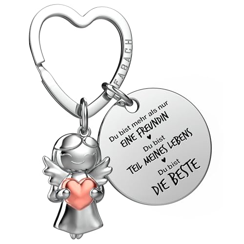 FABACH Beste Freundin Schlüsselanhänger Schutzengel mit Herz und Gravur - Beste Freundin Geschenke Schlüsselanhänger - Beste Freundinnen Geschenk Engel Glücksbringer Beste Freundin von FABACH