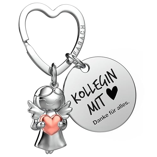 FABACH Beste Kollegin Schlüsselanhänger Schutzengel Glücksbringer mit Herz und Gravur - Abschied Kollege Abschiedsgeschenk - Geschenke Arbeitskollegin Geschenk für Kollegin mit Herz von FABACH