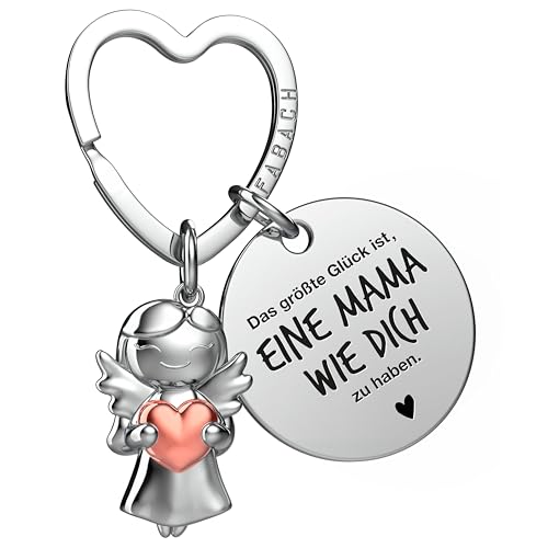 FABACH Beste Mama Schlüsselanhänger Schutzengel Glücksbringer mit Herz und Gravur - Beste Mama Geschenke Schlüsselanhänger - Beste Mama Geschenk Engel Glücksbringer Muttertag von FABACH