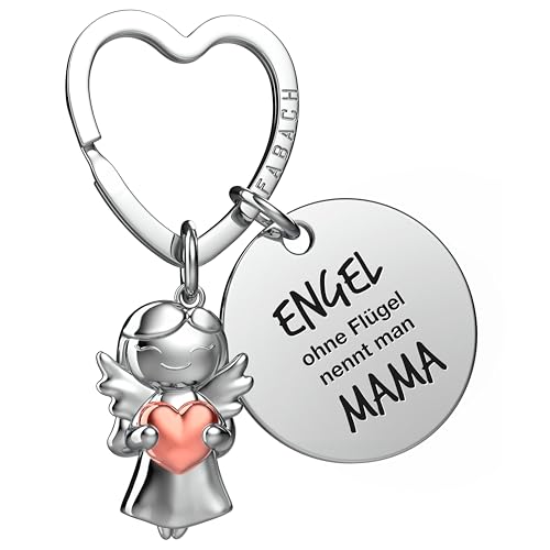 FABACH Beste Mama Schlüsselanhänger Schutzengel Glücksbringer mit Herz und Gravur - Beste Mama Geschenke Schlüsselanhänger - Beste Mama Geschenk Engel Glücksbringer Muttertag von FABACH