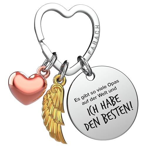 FABACH Bester Opa Schlüsselanhänger Schutzengel Glücksbringer mit Herz und Gravur - Bester Opa der Welt Geschenke Schlüsselanhänger - Opa Geschenk Engel Glücksbringer von FABACH
