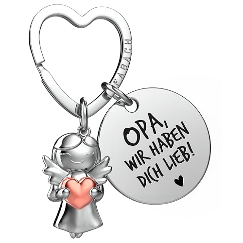 FABACH Bester Opa Schlüsselanhänger Schutzengel Glücksbringer mit Herz und Gravur - Bester Opa der Welt Geschenke Schlüsselanhänger - Opa Geschenk Engel Glücksbringer von FABACH