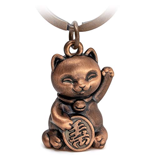 FABACH Glückskatze Winkekatze Schlüsselanhänger Maneki Neko - Süßer Katze Glücksbringer - Katze Anhänger Metall - Schlüsselanhänger Katze Geschenk von FABACH