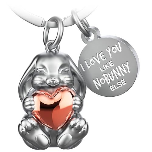 FABACH Hase Schlüsselanhänger Bunny mit Herz - Glücksbringer Hase Geschenke Freundin - Partner Geschenke Liebe Schlüsselanhänger Paare Jahrestag - I love you like nobunny else von FABACH