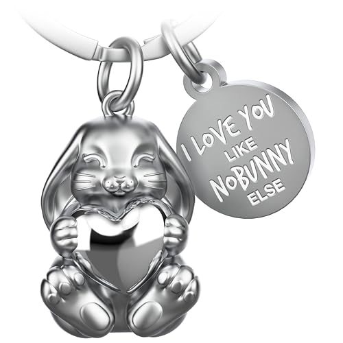 FABACH Hase Schlüsselanhänger Bunny mit Herz - Glücksbringer Hase Geschenke Freundin - Partner Geschenke Liebe Schlüsselanhänger Paare Jahrestag - I love you like nobunny else von FABACH