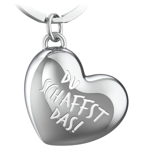 FABACH Herz Schlüsselanhänger Mit Gravur - Kleeblatt Glücksbringer Viel Erfolg - Viel Glück Geschenk Liebe - Du Schaffst Das von FABACH