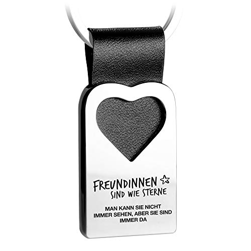 FABACH Herz Schlüsselanhänger mit Gravur aus Leder - Beste Freundin Geschenke Anhänger - Best Friends Geschenk für Beste Freundin zum Geburtstag oder als Dankeschön - Freundinnen sind wie Sterne von FABACH